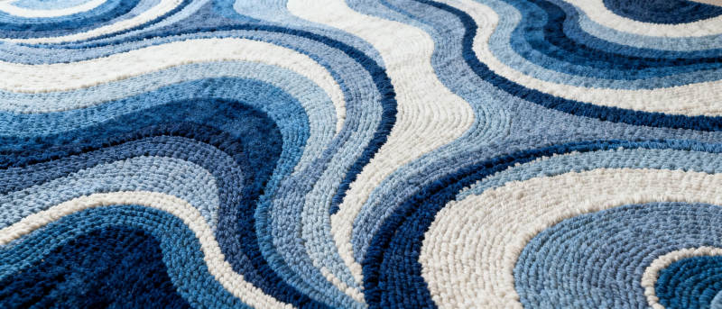 蓝白波浪地毯图片