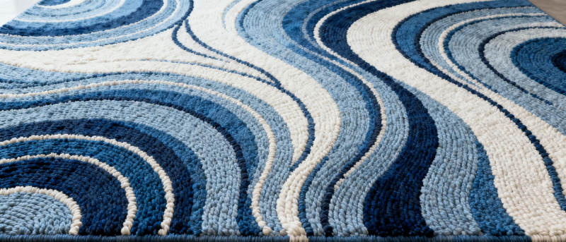 蓝白波纹地毯图片