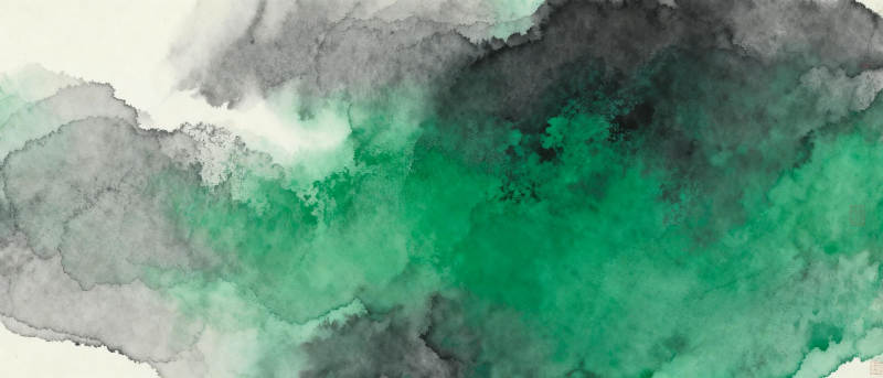 墨绿交融的水彩画图片