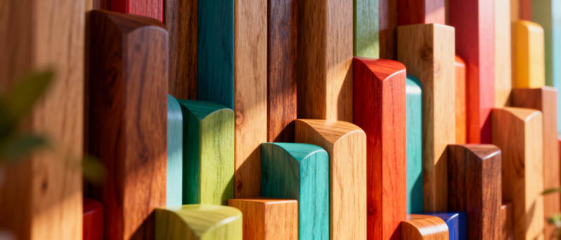 彩色木块墙图片