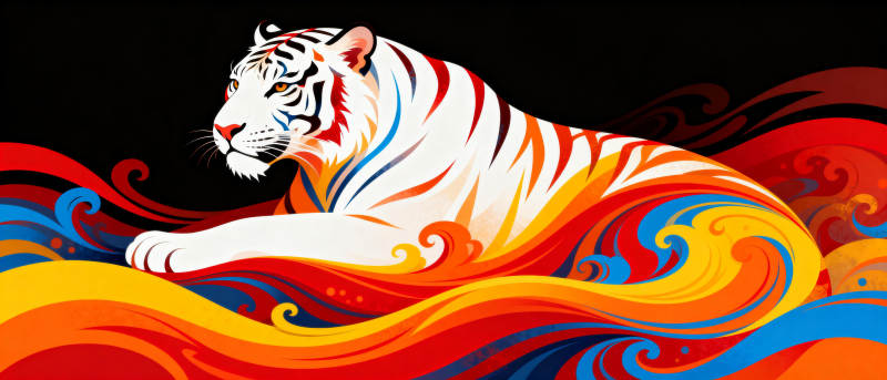 彩浪白虎图片