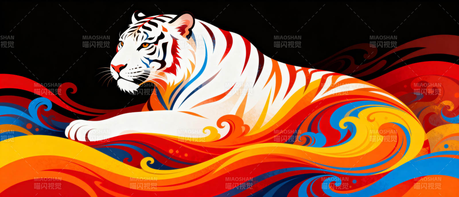 彩浪白虎图片