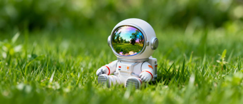 宇航员偶遇绿草地图片