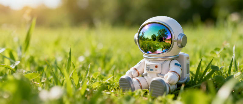 宇航员草地上休息图片