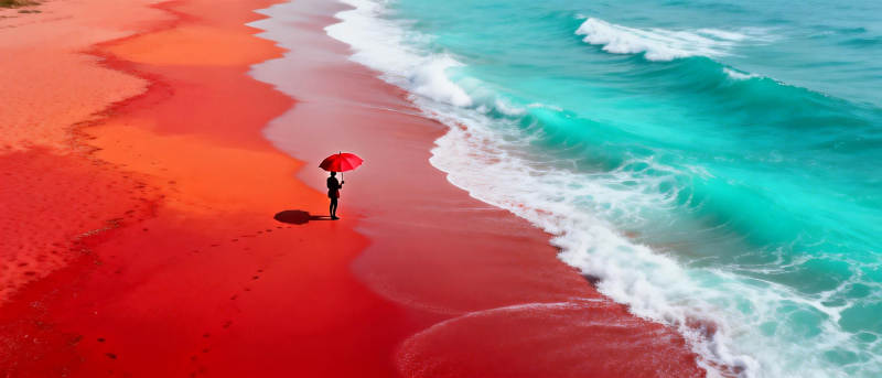 红滩碧海行影图片