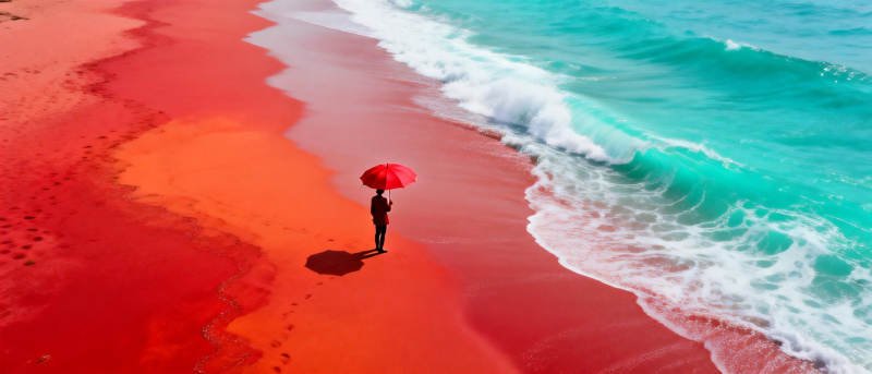 红滩碧海伞影图片