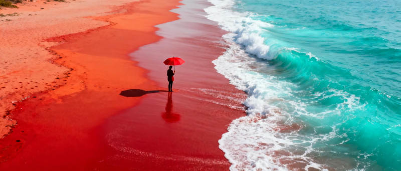 红滩碧海伞影图片