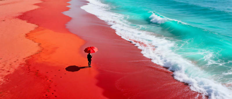 红滩碧海伞影图片