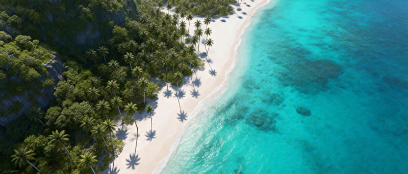 碧海白沙椰林岸图片