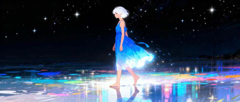 星夜蓝裙行图片