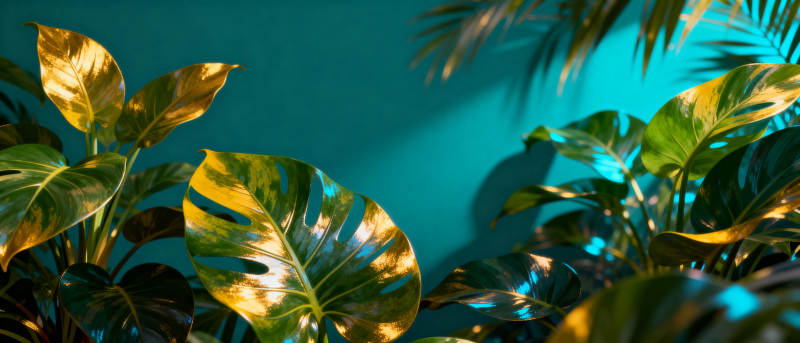 热带绿植光影图片