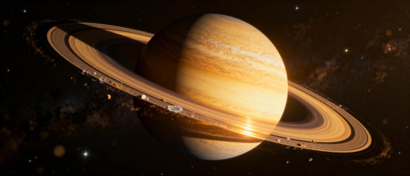 土星环光璀璨图片