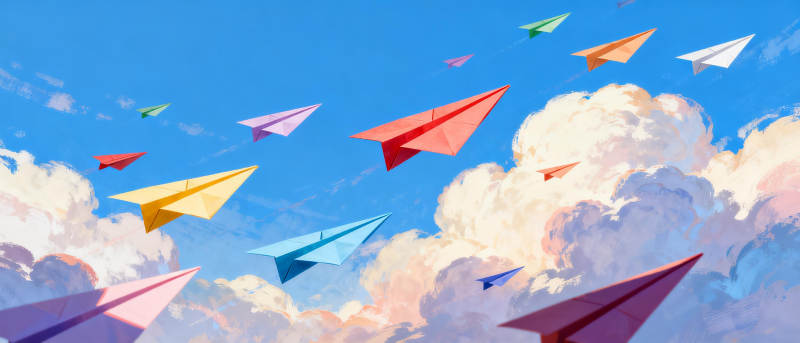 纸飞机飞向蓝天图片