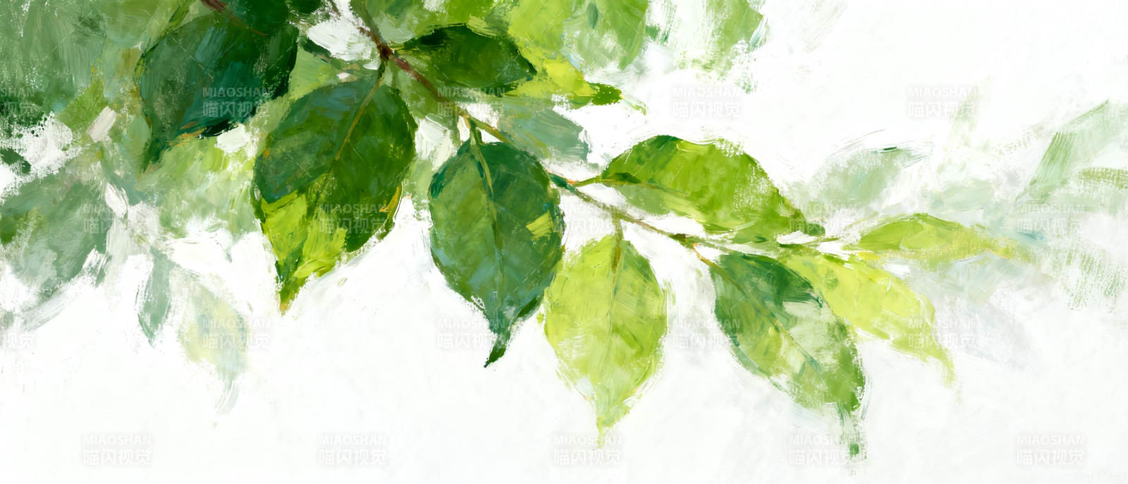 绿叶水彩画图片