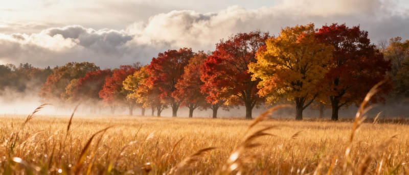 秋日金田红叶林图片