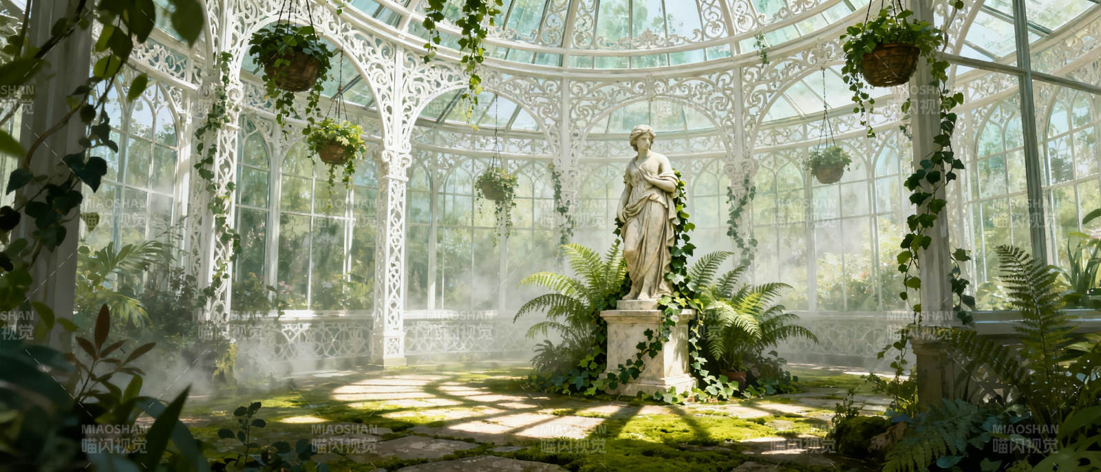 温室中的雕像图片
