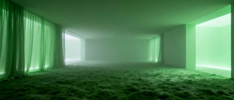 绿光弥漫的静谧空间图片