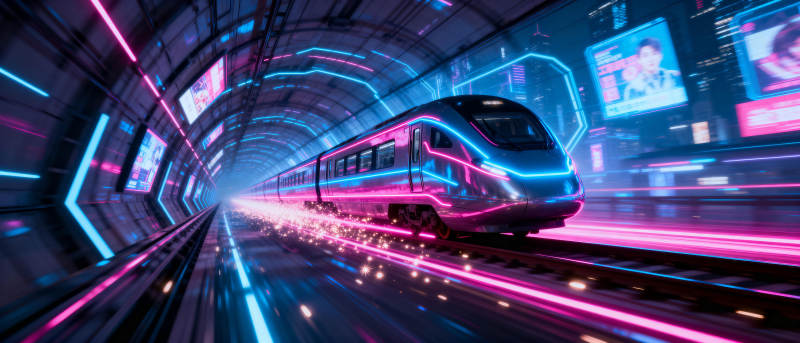 未来地铁疾驰隧道图片