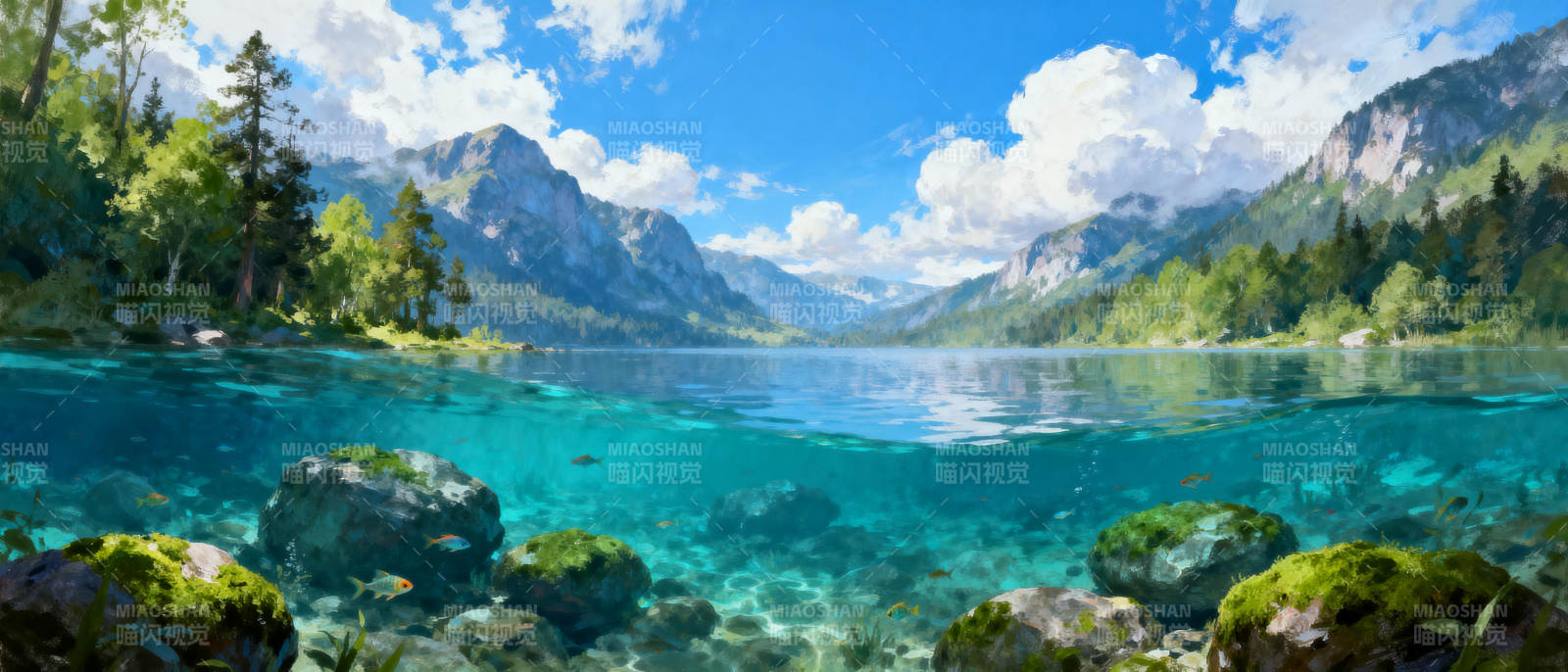 湖光山色如画图片