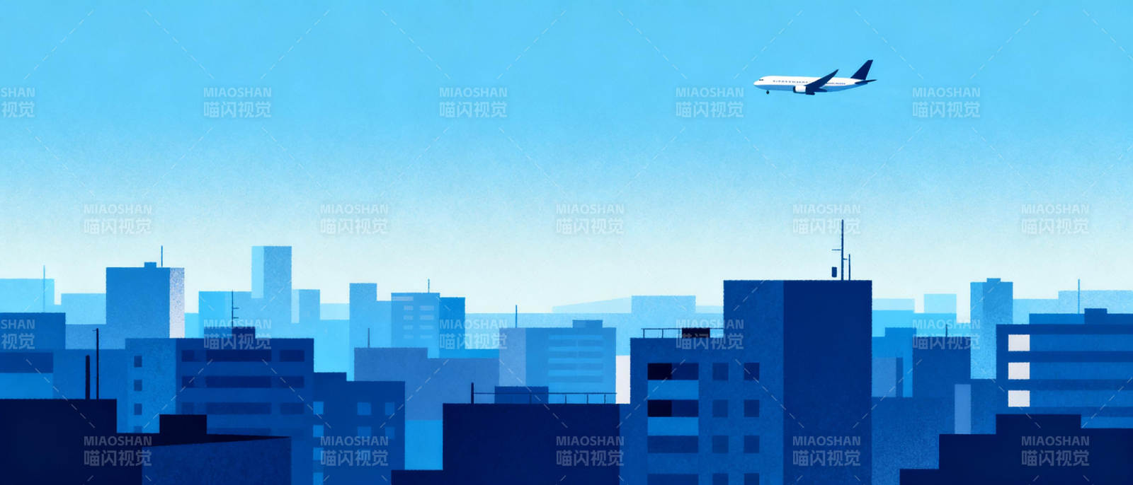 城市上空的飞机图片