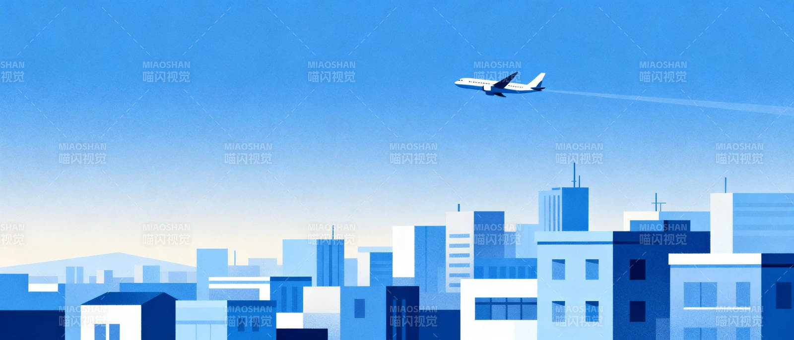 城市上空的飞机图片