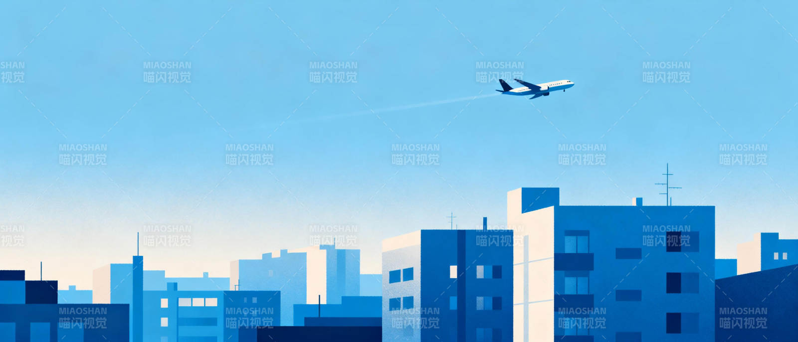 城市上空的飞机图片