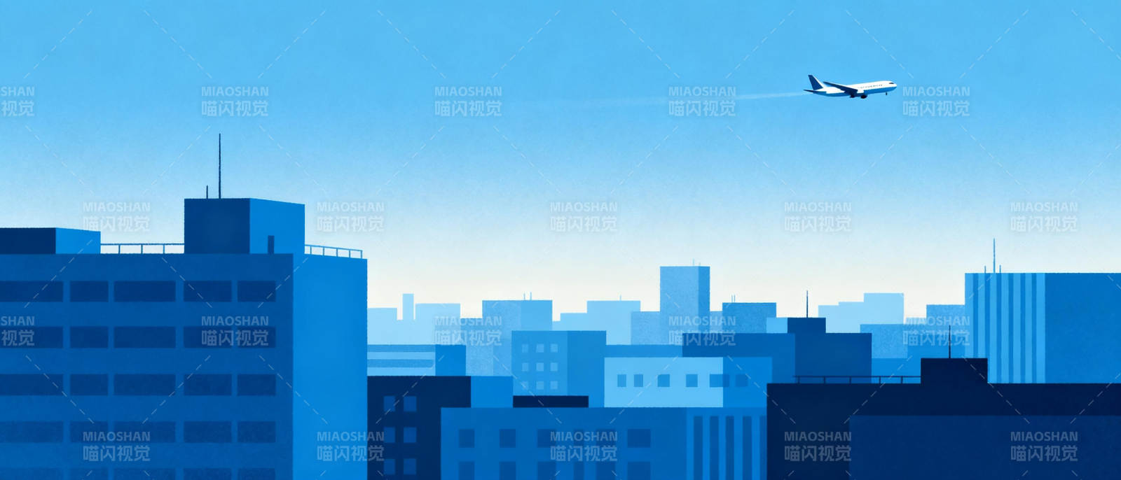 城市上空的飞机图片