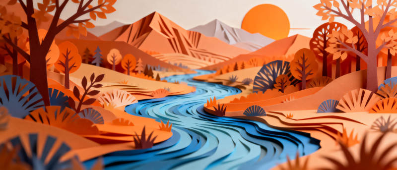 秋日溪流山谷图片