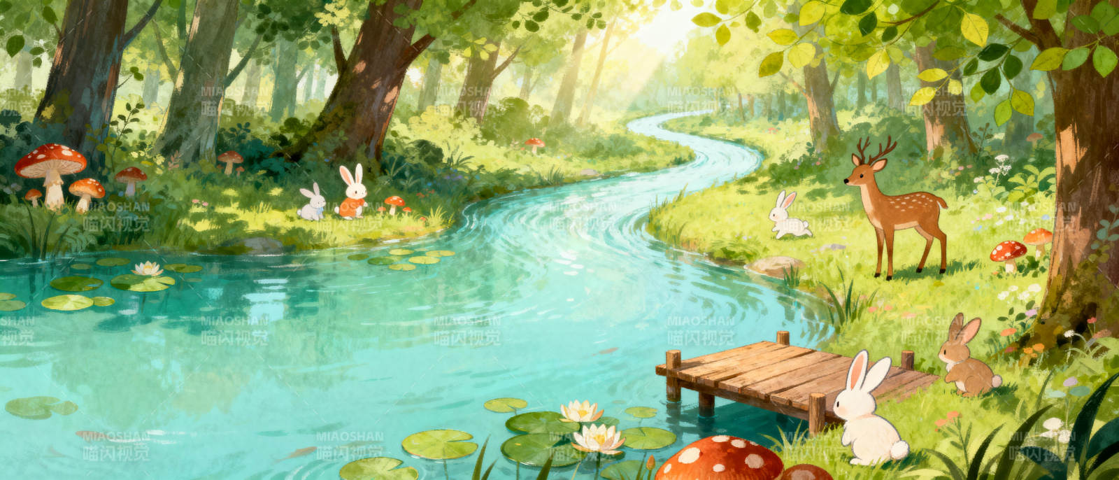 森林溪流童话图片