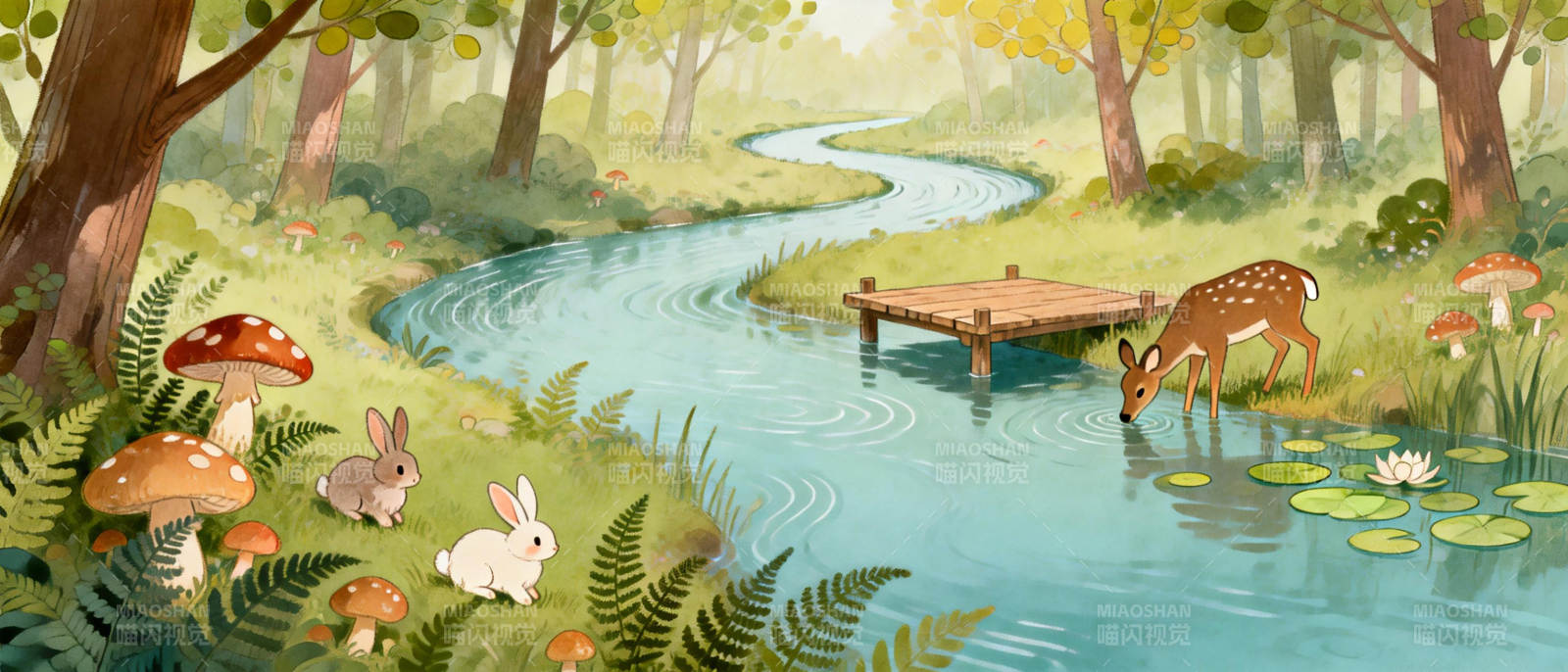 森林溪边的宁静时光图片