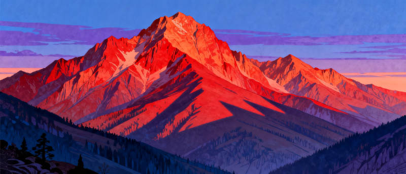 红霞映山峰图片