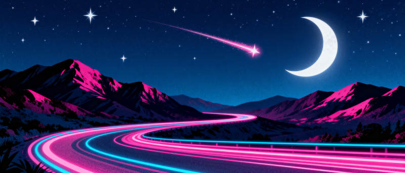 星夜霓虹路图片