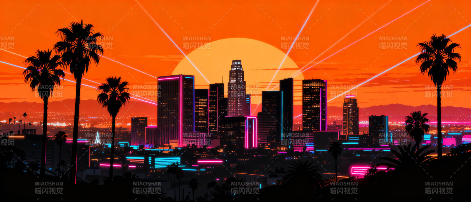 霓虹都市夜景图片