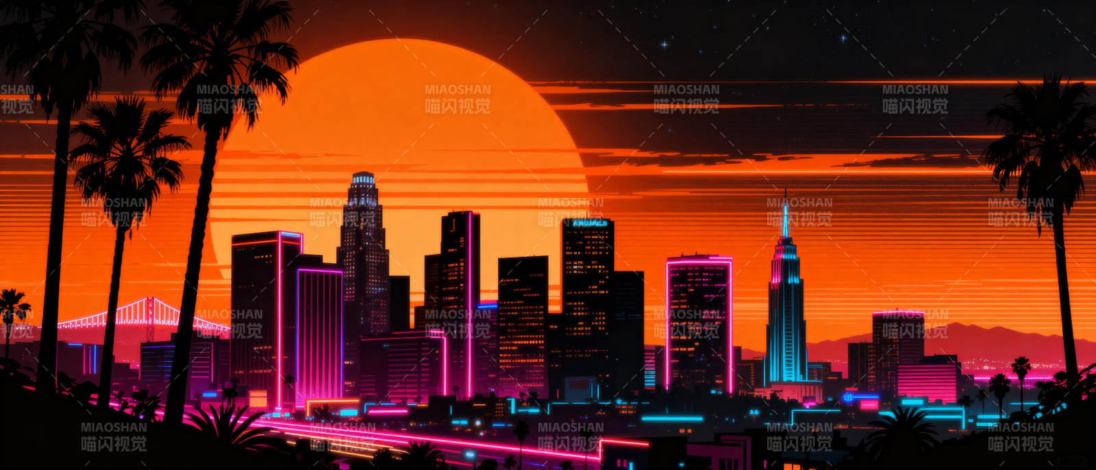 霓虹都市夜景图片