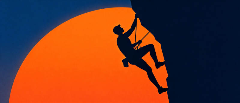 攀岩者剪影图片