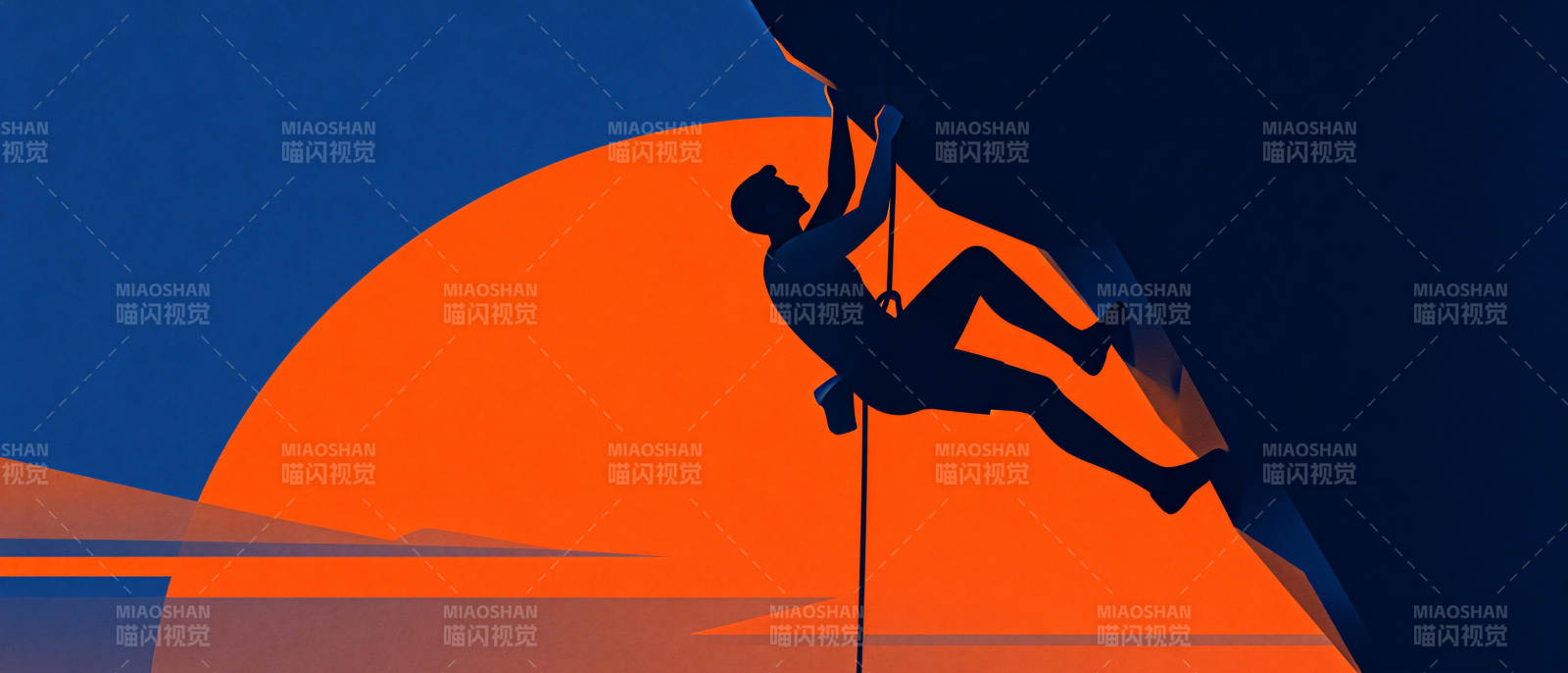 攀岩者剪影图片