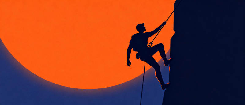 攀岩者剪影图片