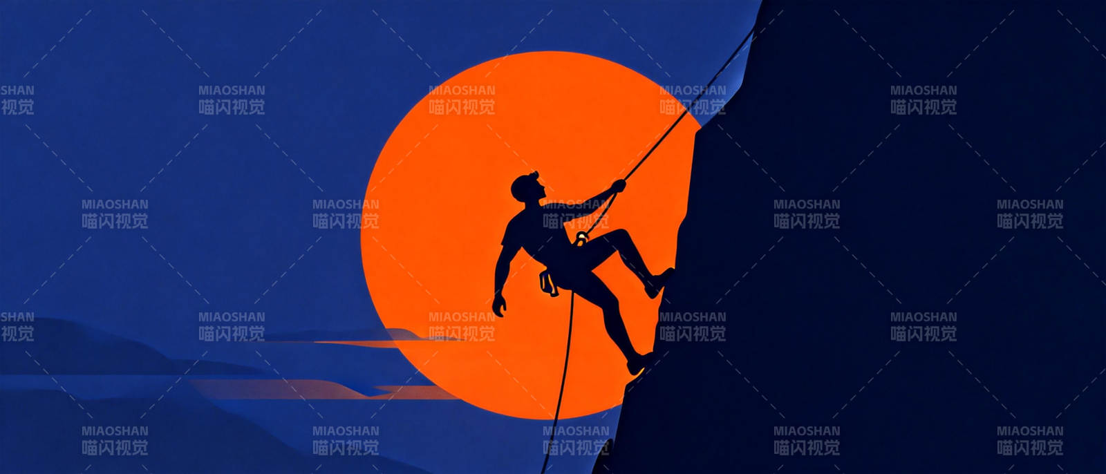 攀岩者剪影图片