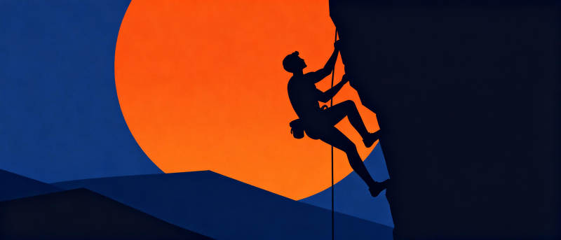攀岩者剪影图片