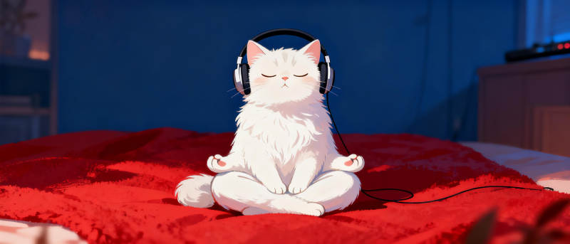 猫咪静听音乐图片