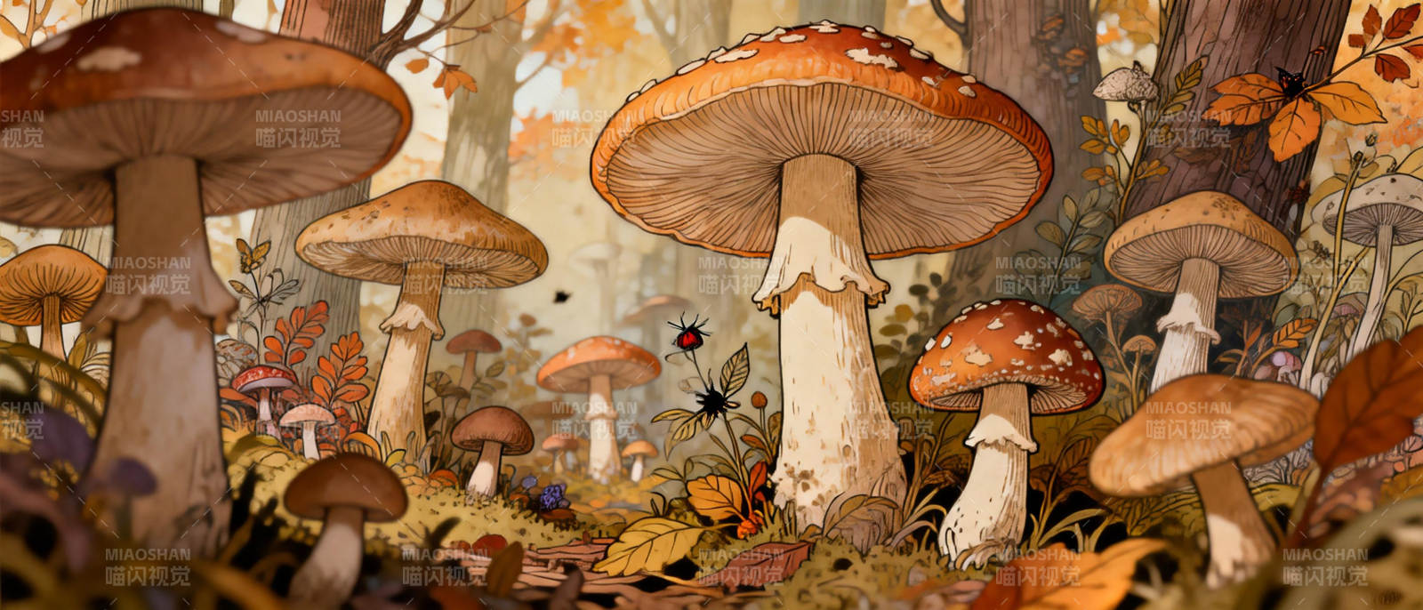 秋林菌影图片
