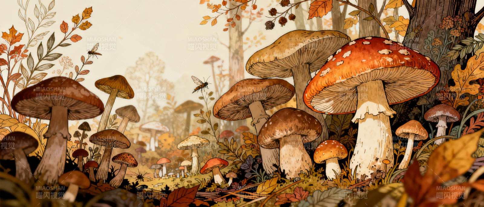 秋林菌影图片