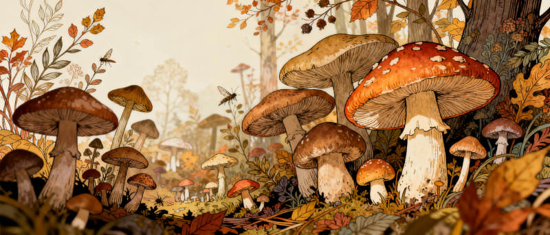 秋林菌影图片
