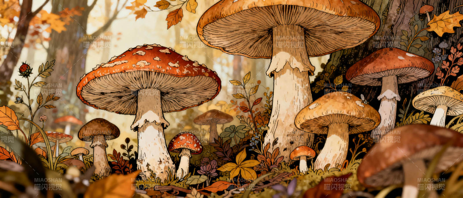秋林菌影图片