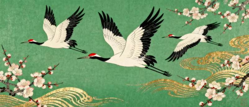 仙鹤飞舞梅花间图片