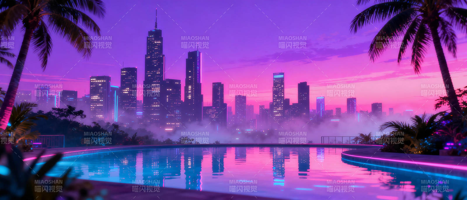 霓虹都市夜景图片