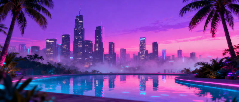 霓虹都市夜景图片