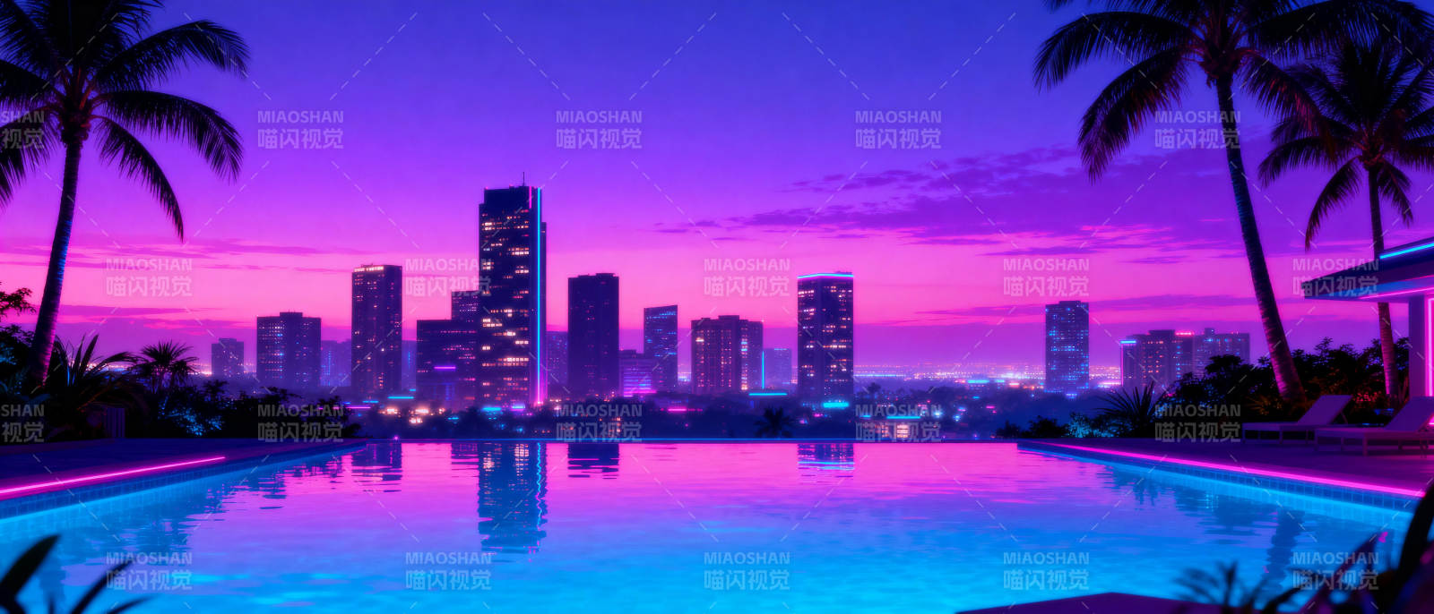 霓虹都市夜景图片