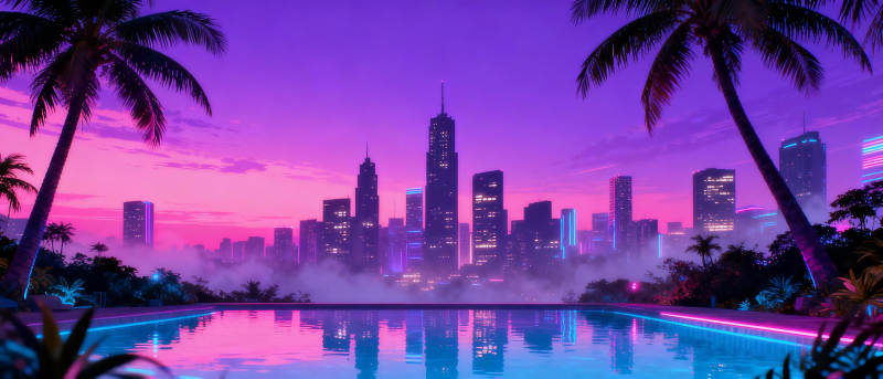 霓虹都市夜景图片