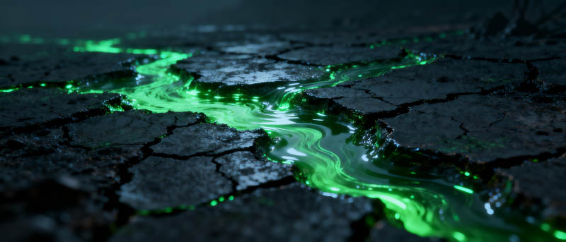 荧光绿液裂地流图片